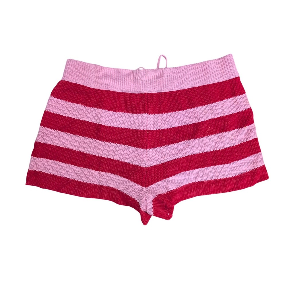 Beach Riot Balboa Shorts Pink Red Striped Knit Cotton Lounge Shorts- Medium - Picture 3 of 6